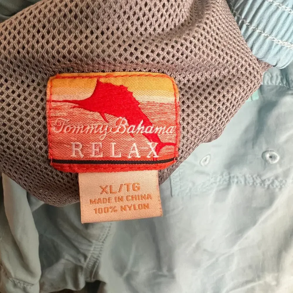 Tommy Bahama Swim Trunks Mens XL‎ Blue Aloha Relax Board Shorts Stretch